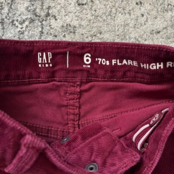 🧡3/15 GAP 70s Flair High Rise Corduroy Pants Adjustable Waist Kids 6 SLIM - Picture 3 of 10